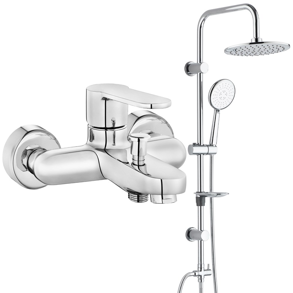 ECA Nita Banyo Bataryası+T-MAY Banyo Bostan Oval Tepe Duş Takımı Seti Paslanmaz Krom