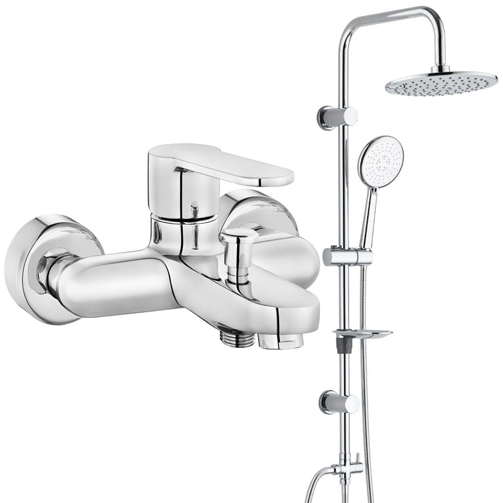 ECA Nita Banyo Bataryası+T-MAY Banyo Bostan Oval Tepe Duş Takımı Seti Paslanmaz Krom