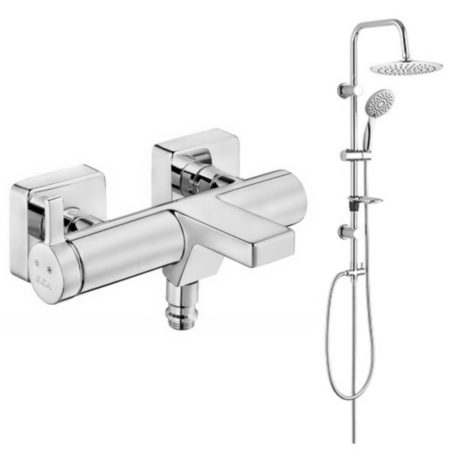 ECA Purity Banyo Bataryası 477H+TEMA Rain Slim Tepe Duş Üst Seti  53220 2'li Set