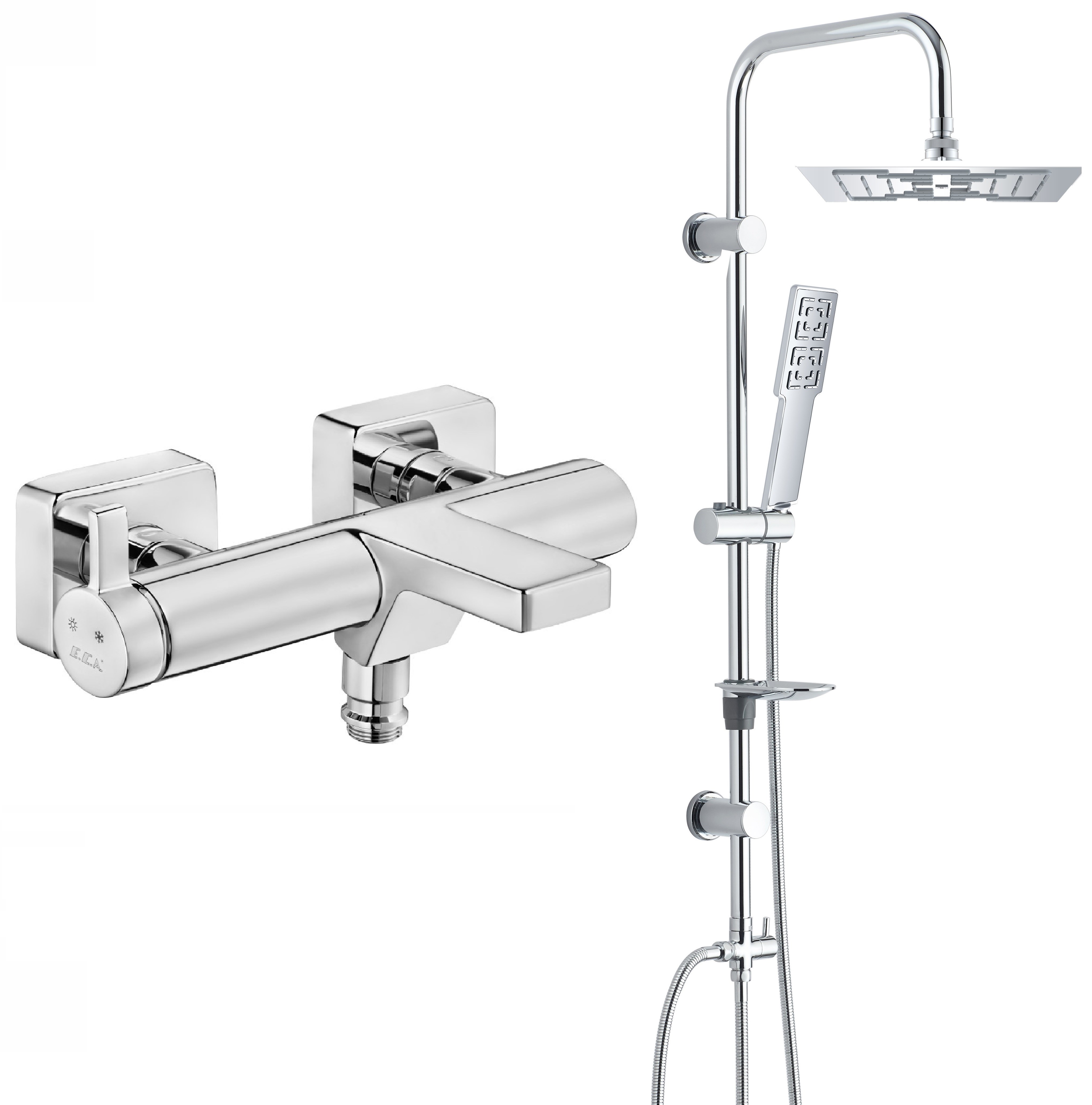 Eca Purity Banyo Bataryası + T-MAY Gülbahçe Tepe Duş Takımı Seti Krom Paslanmaz
