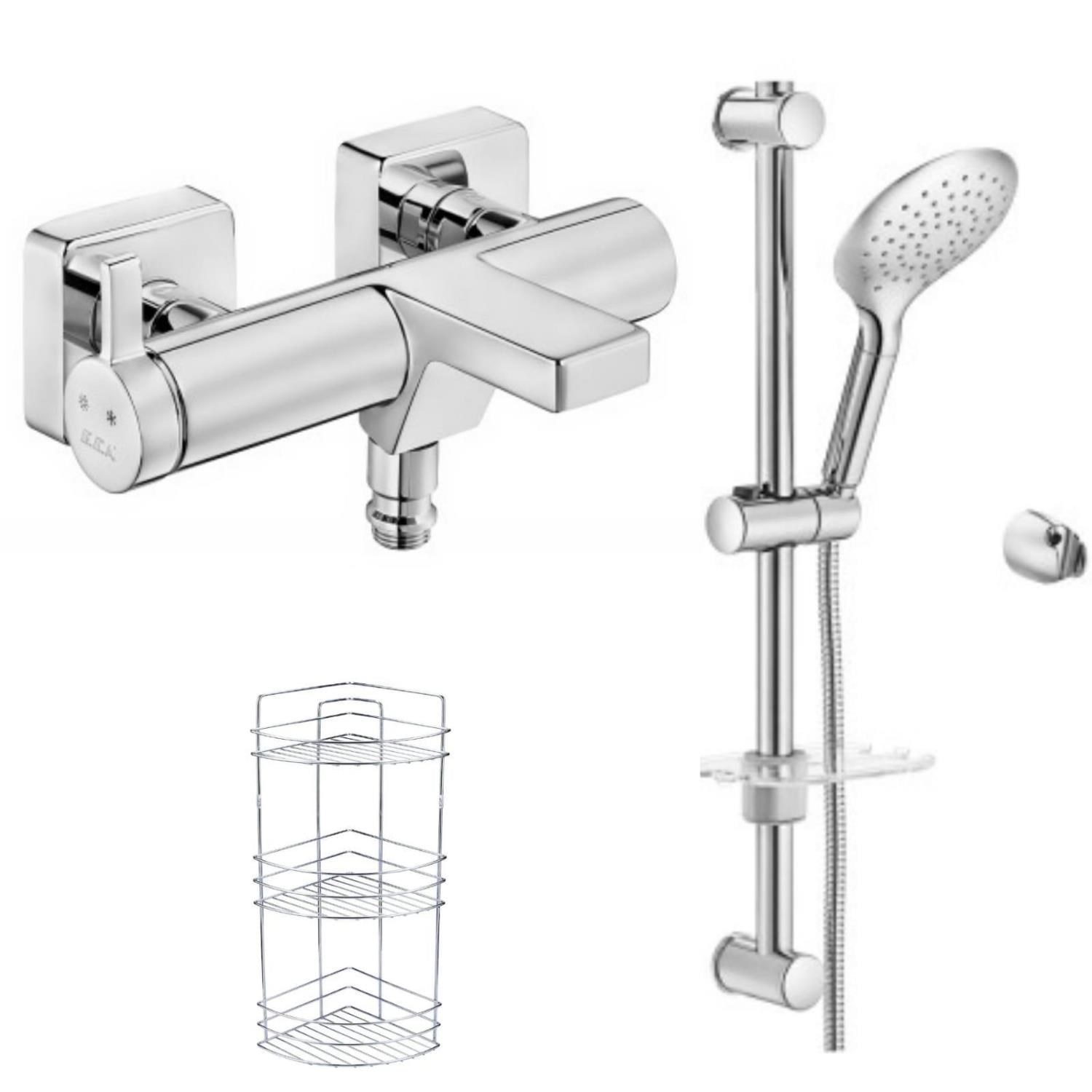 ECA Purity Banyo Bataryası+Myra Sürgülü Duş Üst Takım+3'lü Raf   (477H+030H+Süngerlik) 3'lü Set