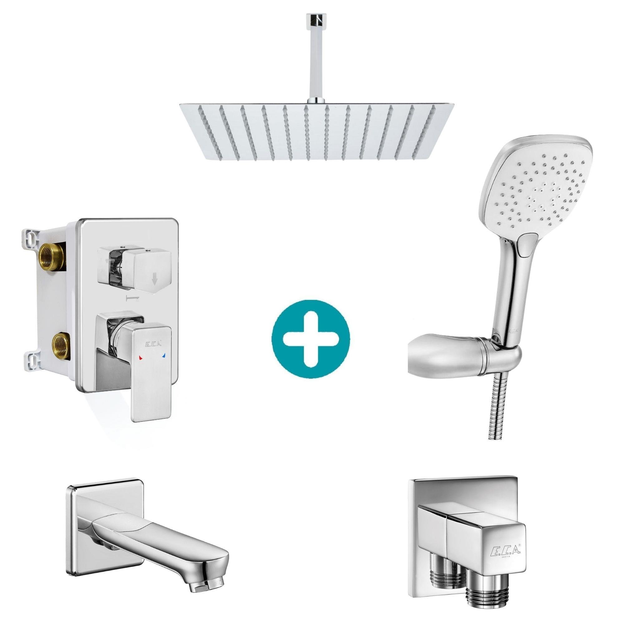 ECA Royal Ankastre Gömme Banyo Bataryası Duş Seti Tüm Parçalar Dahil 40x40