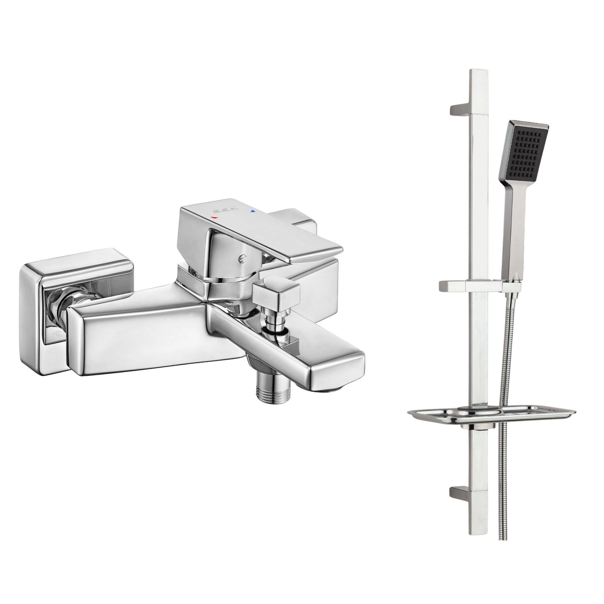 ECA Royal Banyo Bataryası + T-MAY Arya Kare Borulu Hareketli Sürgülü Duş Seti Üst Takımı