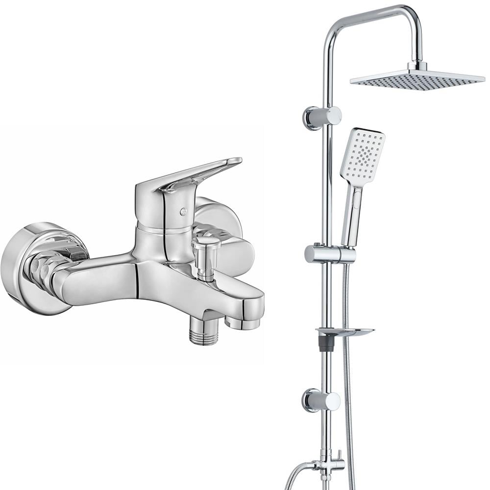 ECA Spylos Banyo Bataryası+T-MAY Banyo Belen Kare Tepe Duş Takımı Seti Paslanmaz Krom