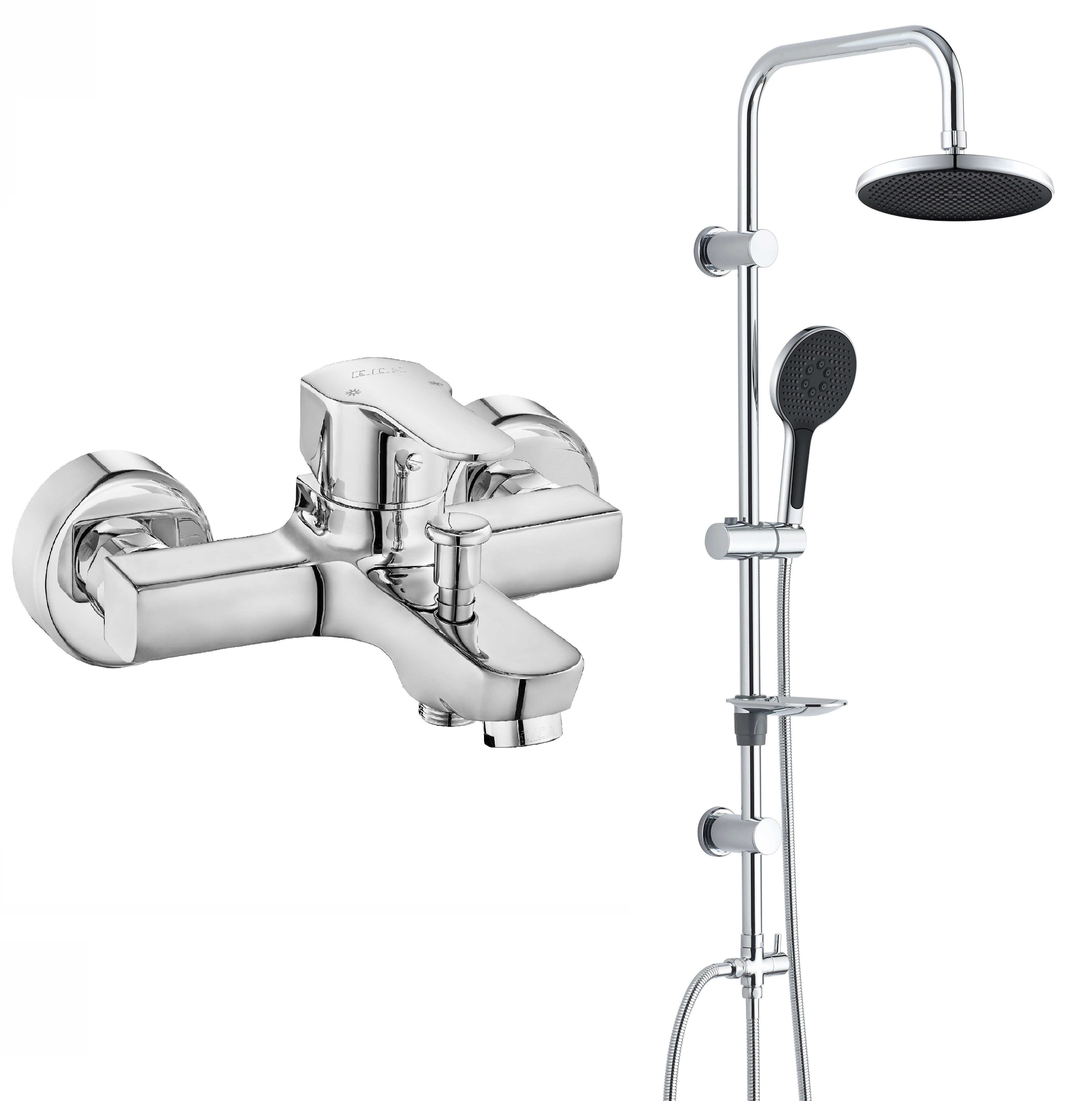 Eca Star Banyo Bataryası + T-MAY Halıtlı Tepe Duş Takımı Seti Krom Paslanmaz