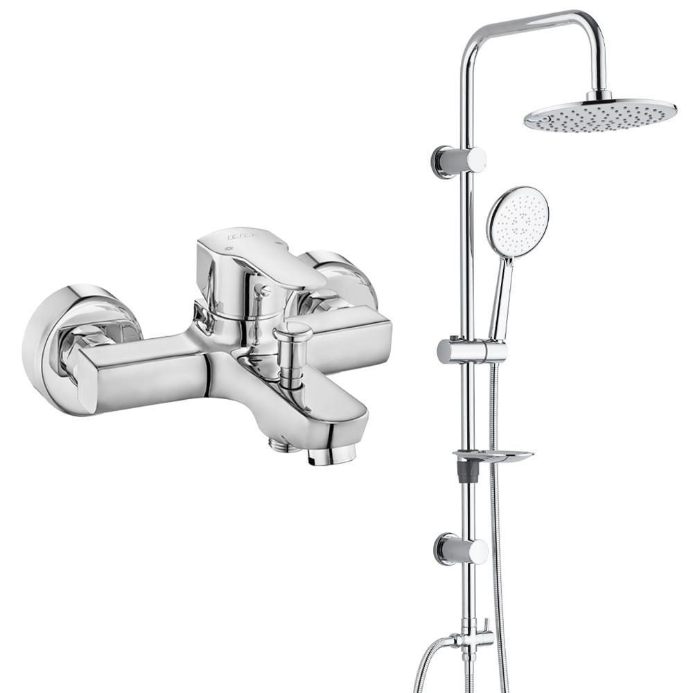 ECA Star Banyo Bataryası+T-MAY Banyo Bostan Oval Tepe Duş Takımı Seti Paslanmaz Krom