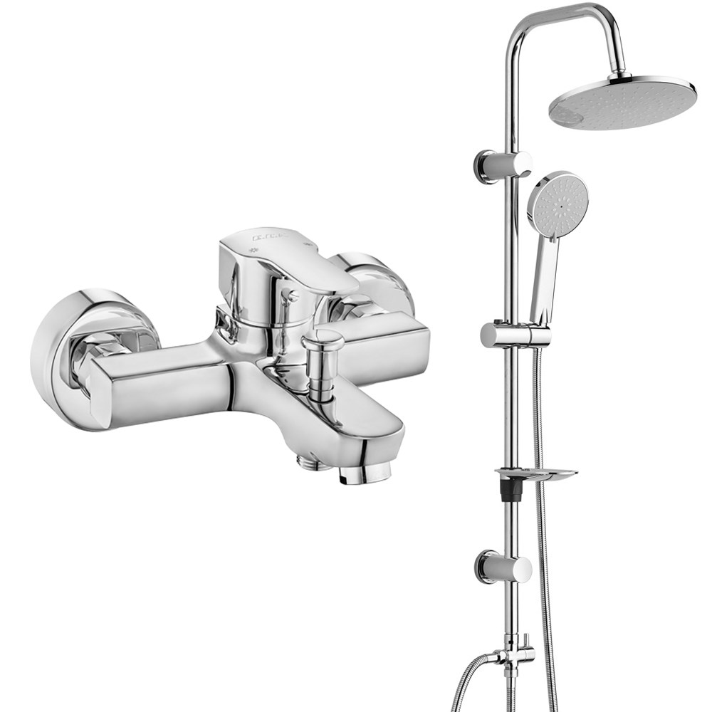 ECA Star Banyo Bataryası+T-MAY Banyo Lidya Oval Tepe Duş Takımı Seti Paslanmaz Krom