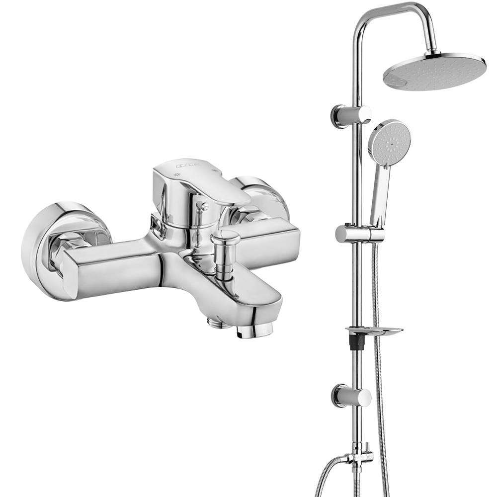 ECA Star Banyo Bataryası+T-MAY Banyo Lidya Oval Tepe Duş Takımı Seti Paslanmaz Krom