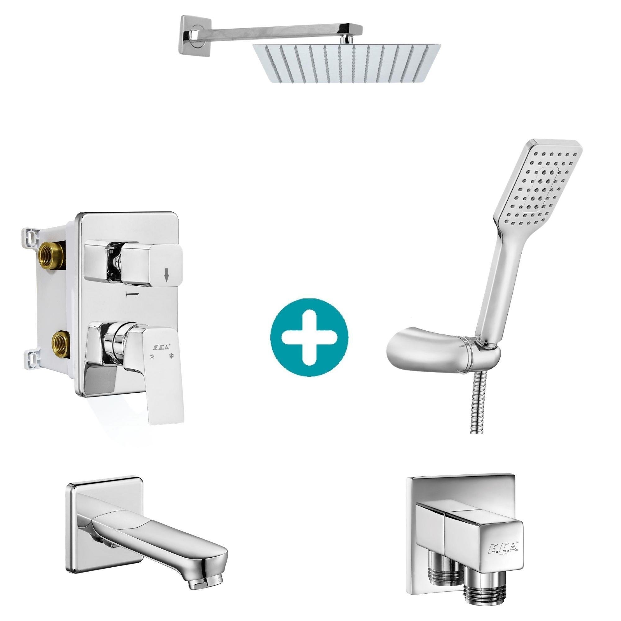 ECA Tiera Ankastre Gömme Banyo Bataryası Duş Seti Tüm Parçalar Dahil 30x30