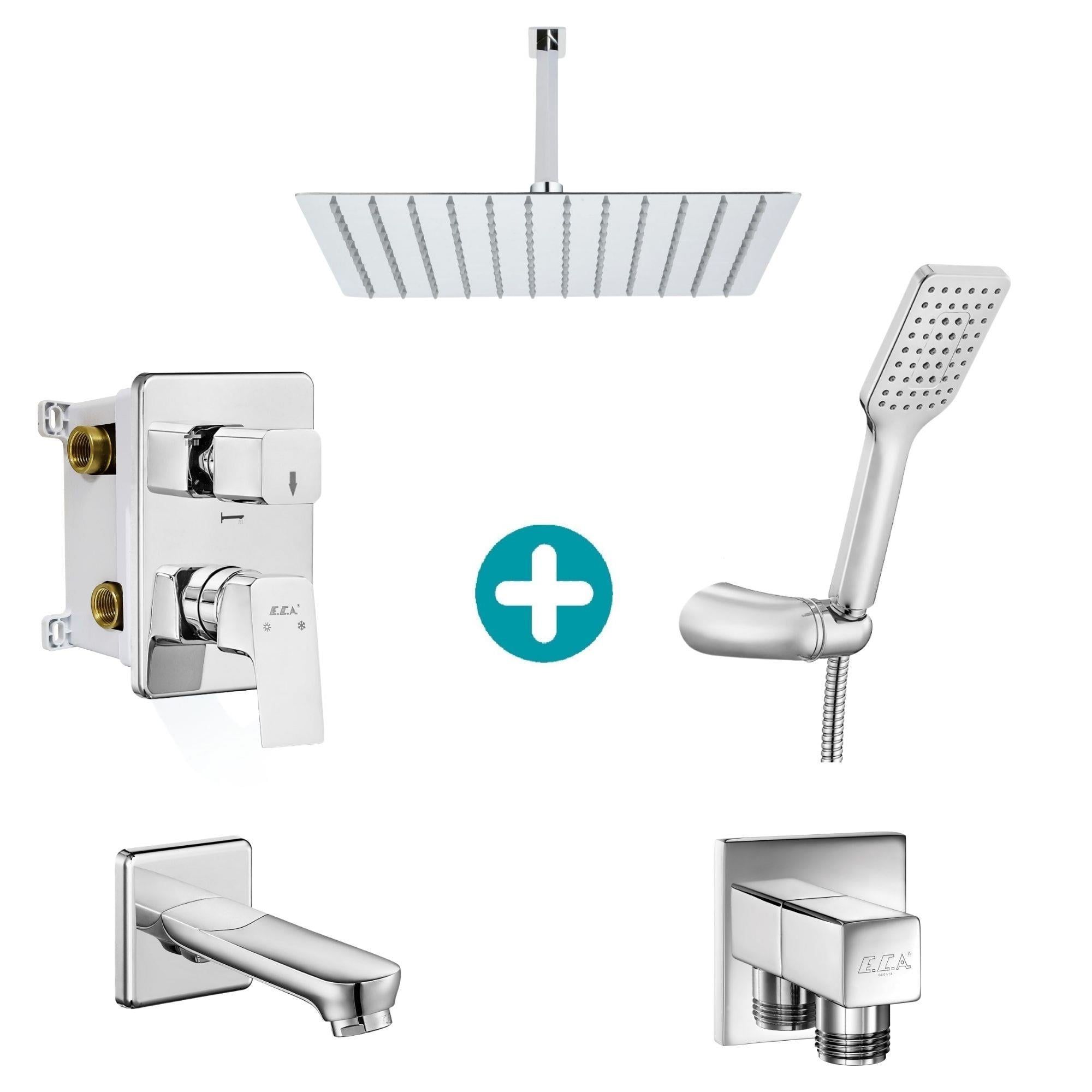 ECA Tiera Ankastre Gömme Banyo Bataryası Duş Seti  Tüm Parçalar Dahil 40x40