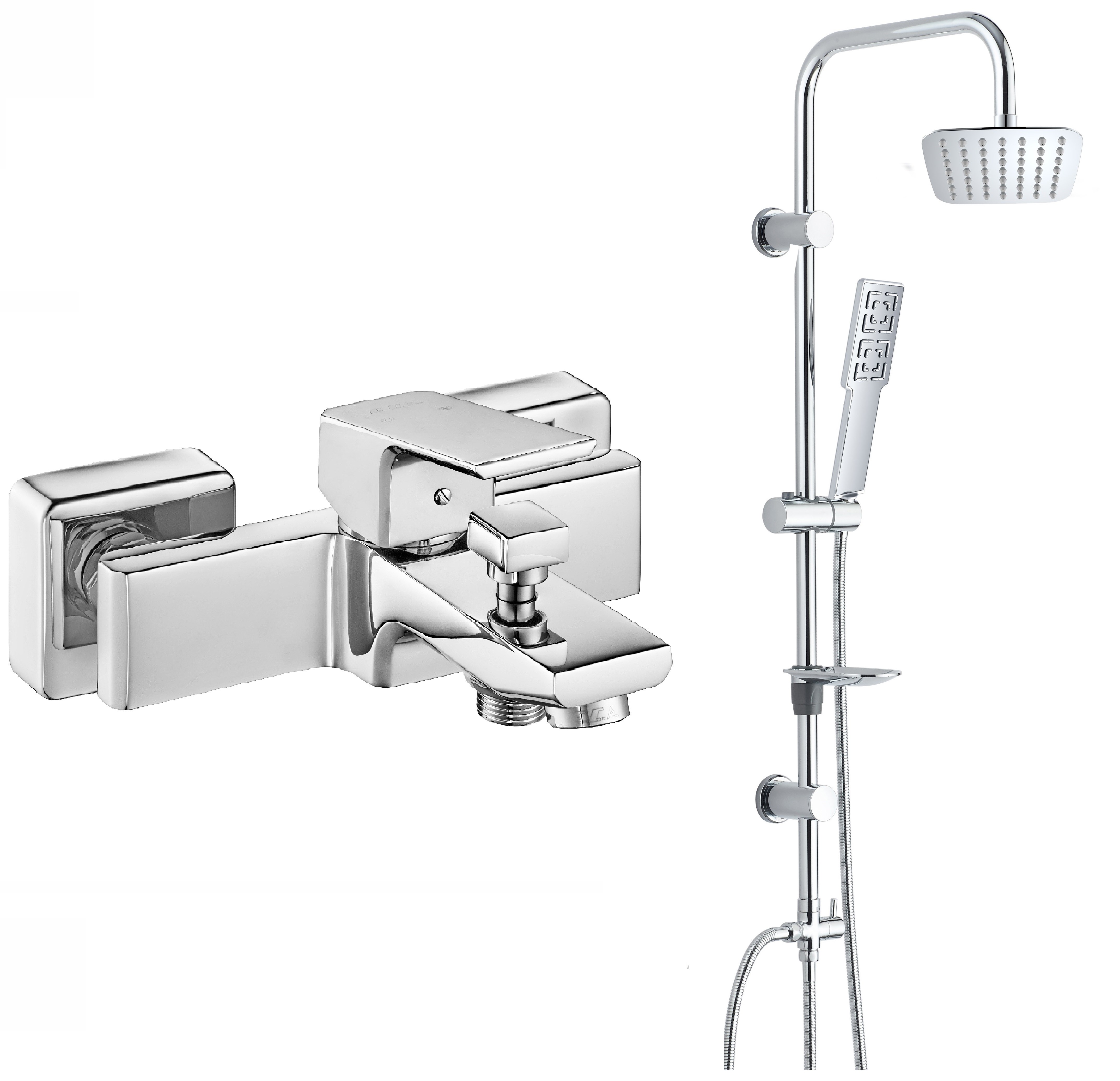 Eca Tiera Banyo Bataryası + T-MAY Sarte Tepe Duş Takımı Seti Krom Paslanmaz