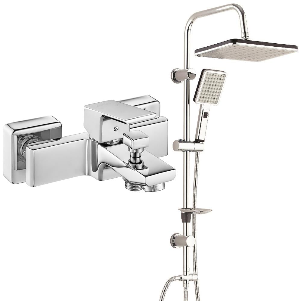 ECA Tiera Banyo Bataryası+T-MAY Banyo Sümbül Kare Tepe Duş Takımı Seti Paslanmaz Krom