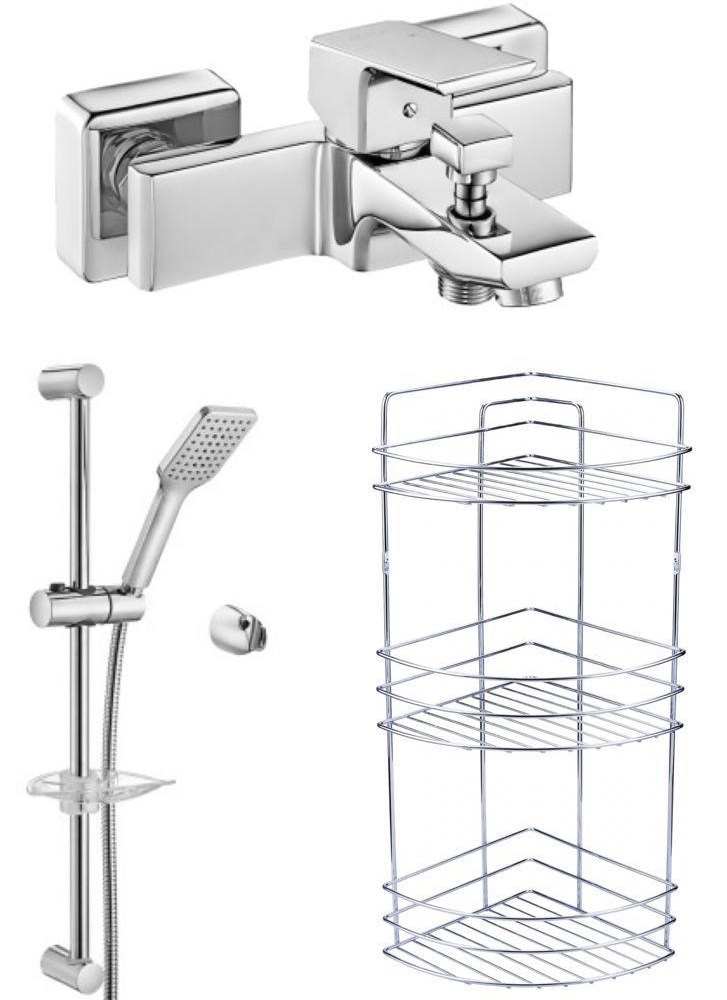 ECA Tiera Banyo Bataryası+Tiera Sürgülü Duş Takımı+3'lü Köşe Raf  (469+029+Şampuanlık) 3'lü Set 