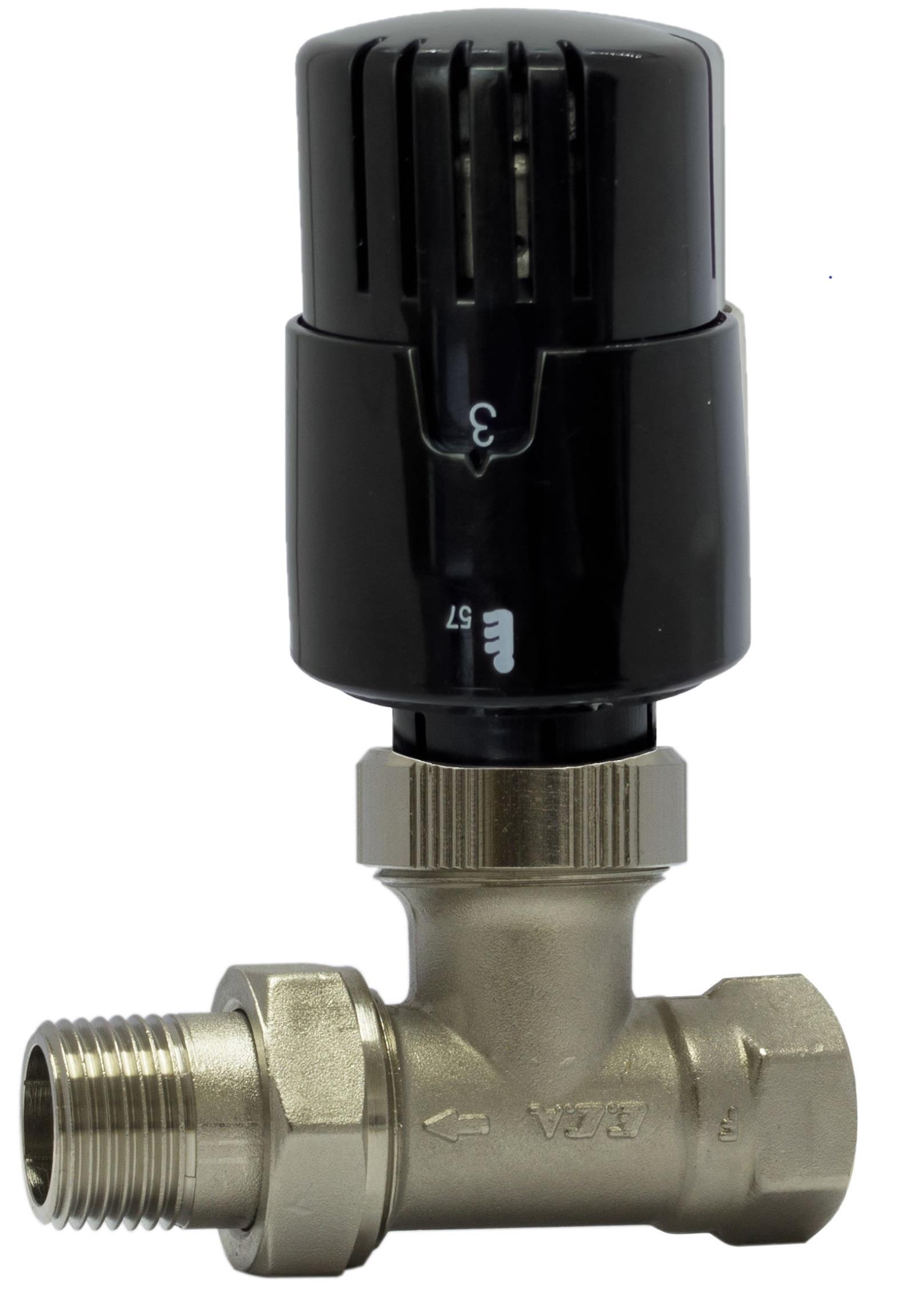 ECA TRV4 Termostatik Düz Radyatör Valfi Petek Vanası Siyah Renkli 802120117