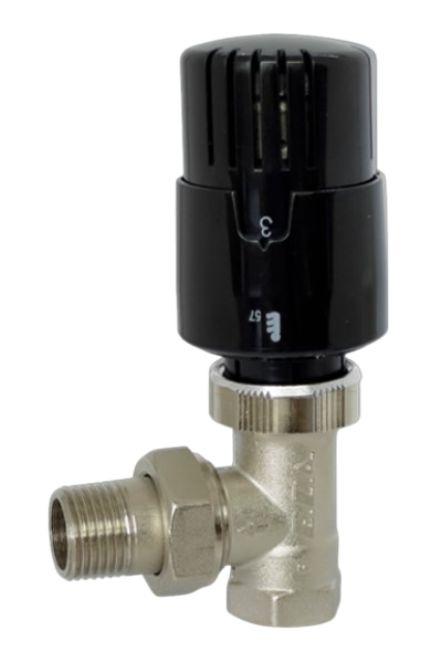 ECA TRV4 Termostatik Köşe Radyatör Valfi Petek Vanası Siyah Renkli 802120116