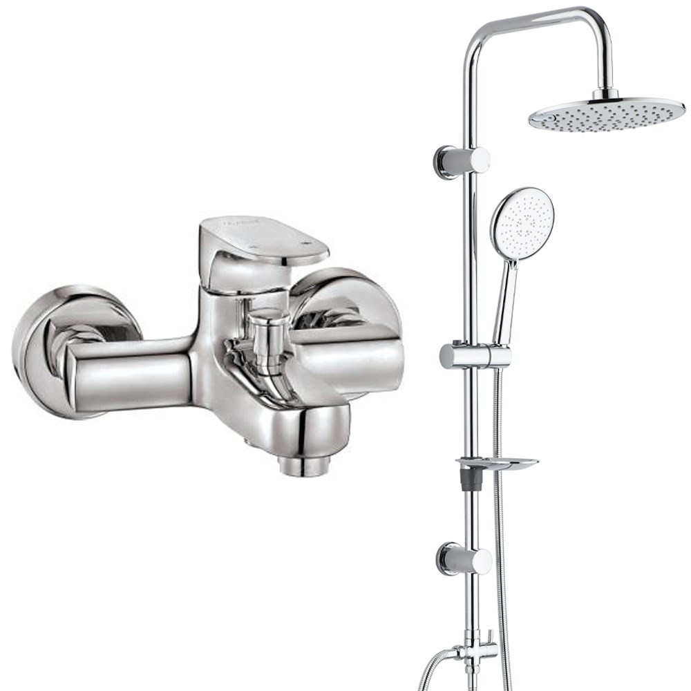 ECA Zafir Banyo Bataryası+T-MAY Banyo Bostan Oval Tepe Duş Takımı Seti Paslanmaz Krom