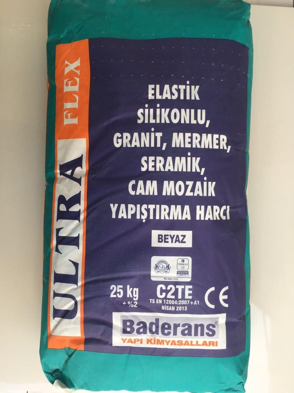 Silikonlu Cam Mozaik Seramik Yapıştırıcısı Beyaz Kalekim Porselen 25 KG