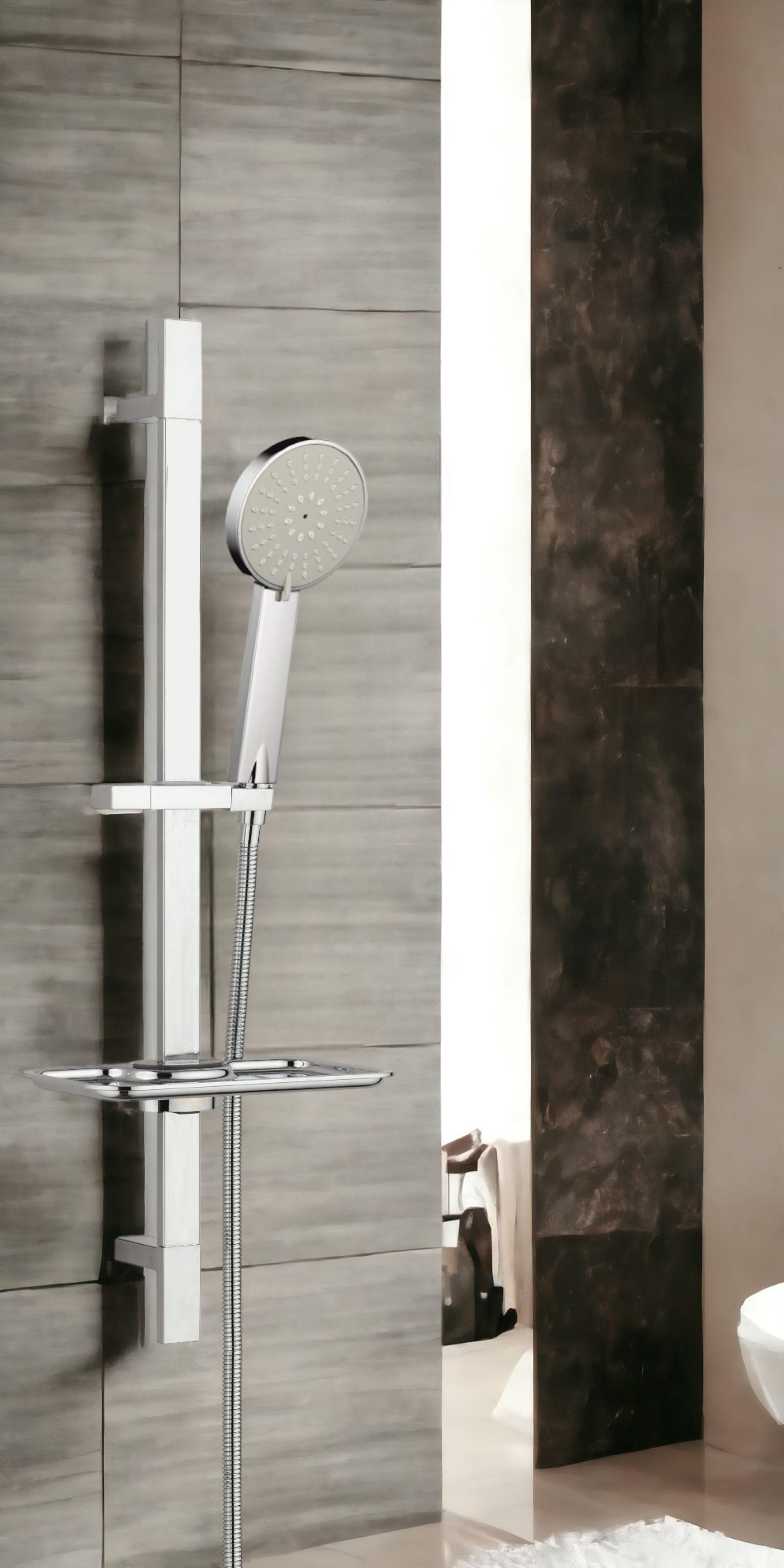 T-MAY Lidya Kare Borulu Hareketli Sürgülü Duş Seti Üst Takımı