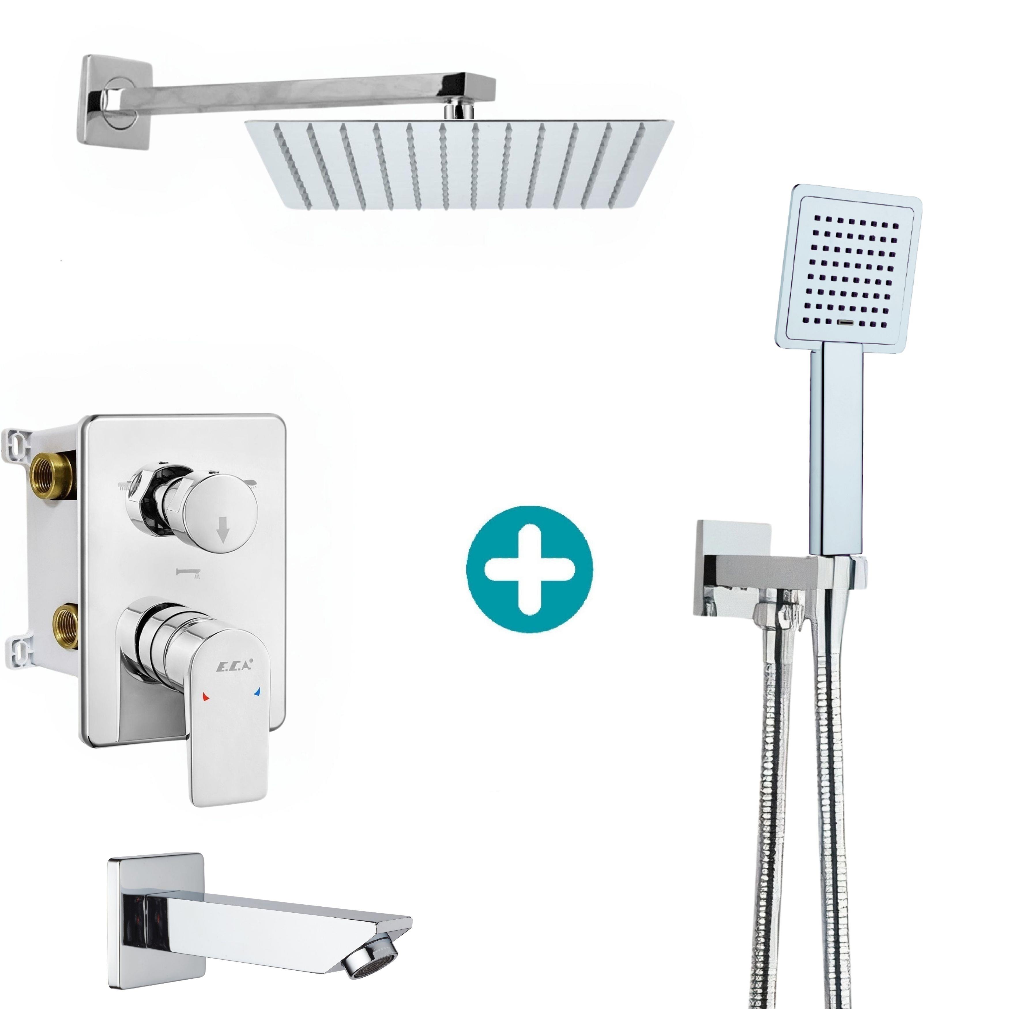 T-MAY Sart-Ç Ankastre Gömme Banyo Bataryası Duş Seti (Sıva Altı Eca) Tüm Parçalar Dahil 25x25 Başlık