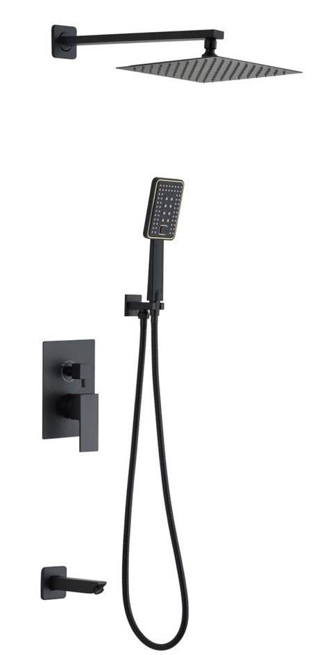 T-MAY Sart-Ç Ankastre Gömme Banyo Bataryası Duş Seti Mat Siyah Renkli Tüm Parçalar Dahil 25x25 Başlık