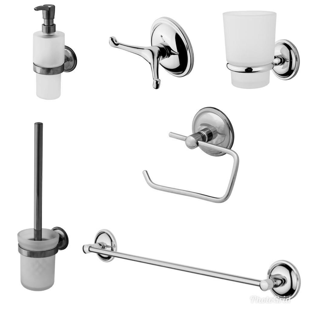 Tema Banyo Solo Aksesuar Seti Etajer Sabunluk Diş Fırça Kağıtlık Havluluk Askılık Tuvalet Fırçası