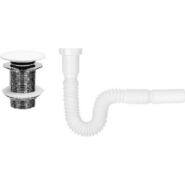 Tema Seramik Kapaklı Bas Aç Pop Up + Körüklü Pvc Lavabo Sifonu