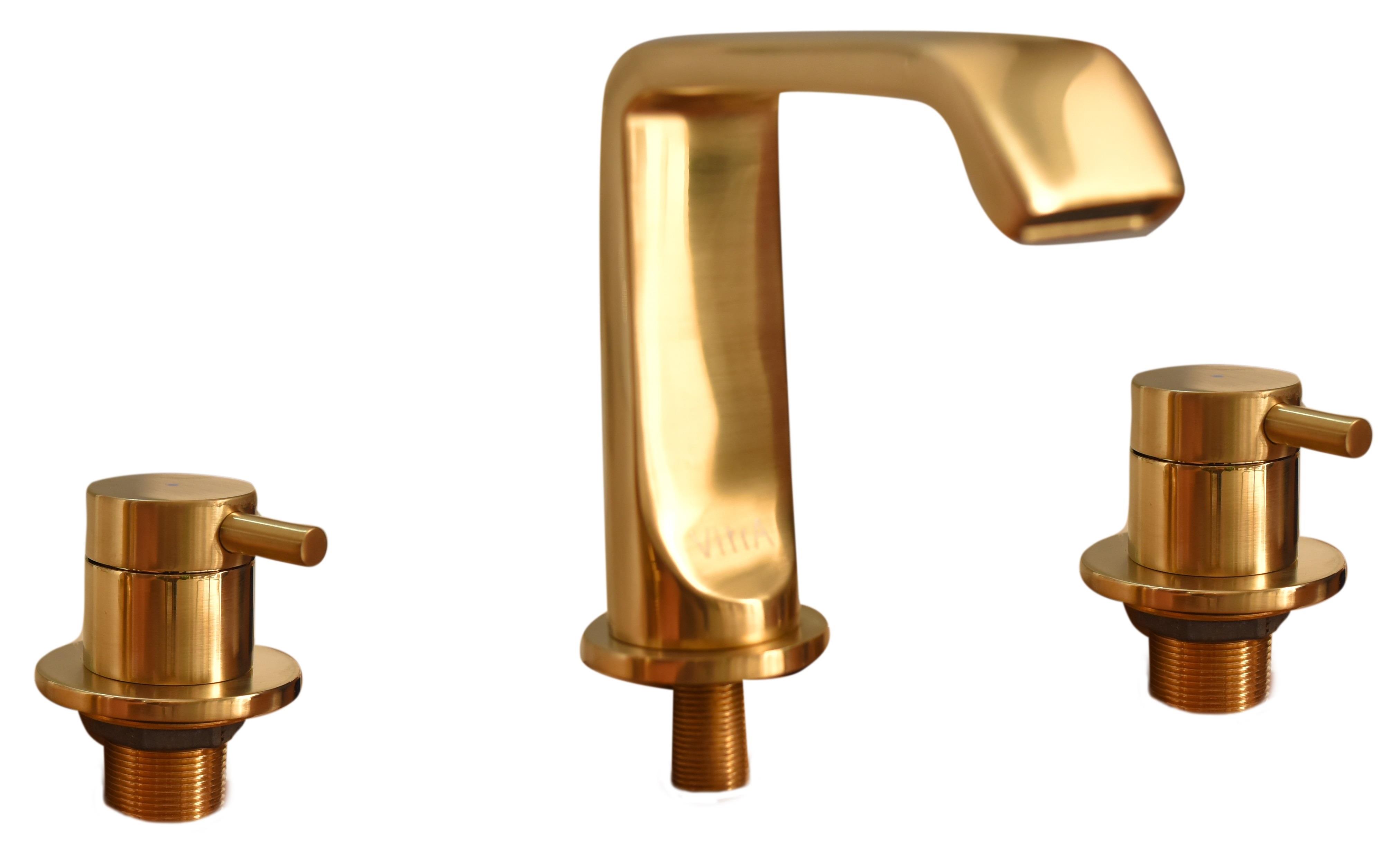 Vitra Suit U Gold Lavabo Bataryası Mat Altın Renkli 3 Delikli Lavabo İçin A4251033