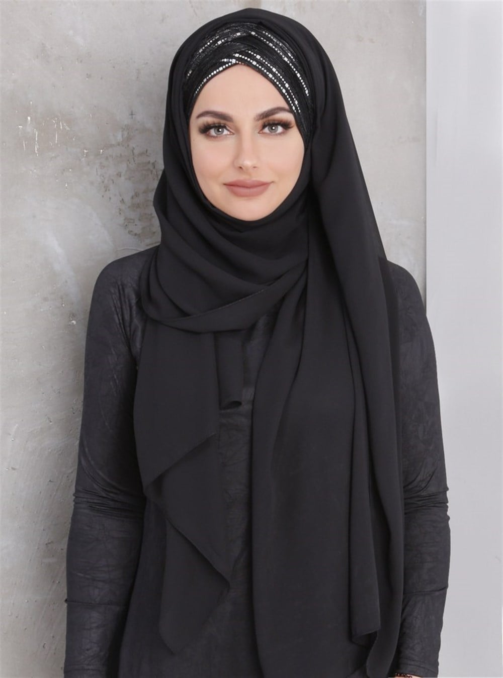 4 Bant Simpayet Şal-Siyah