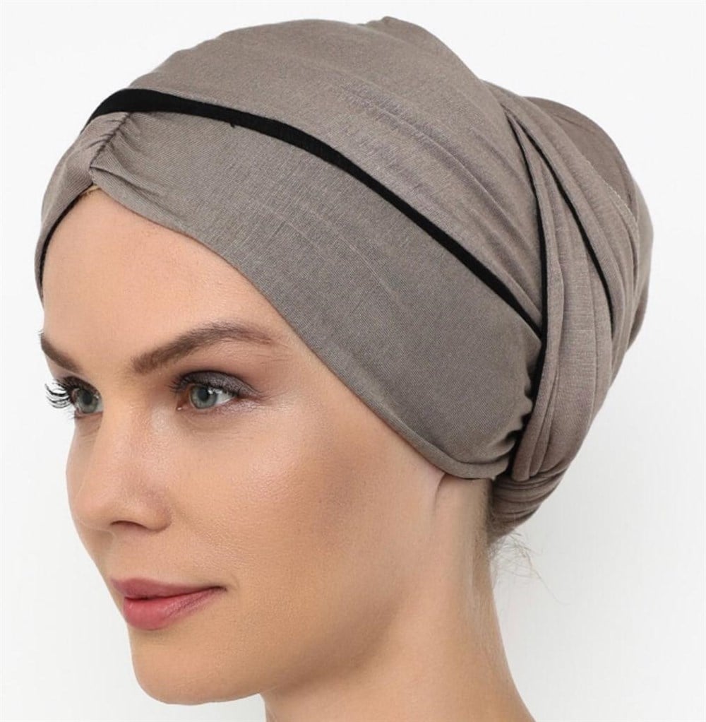 Bağcıklı Penye Dolama Bone-K.Vizon-Siyah