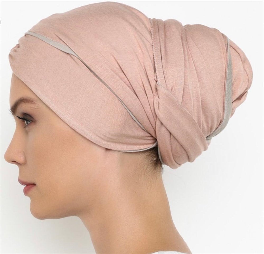 Bağcıklı Penye Dolama Bone-Pudra-Nude