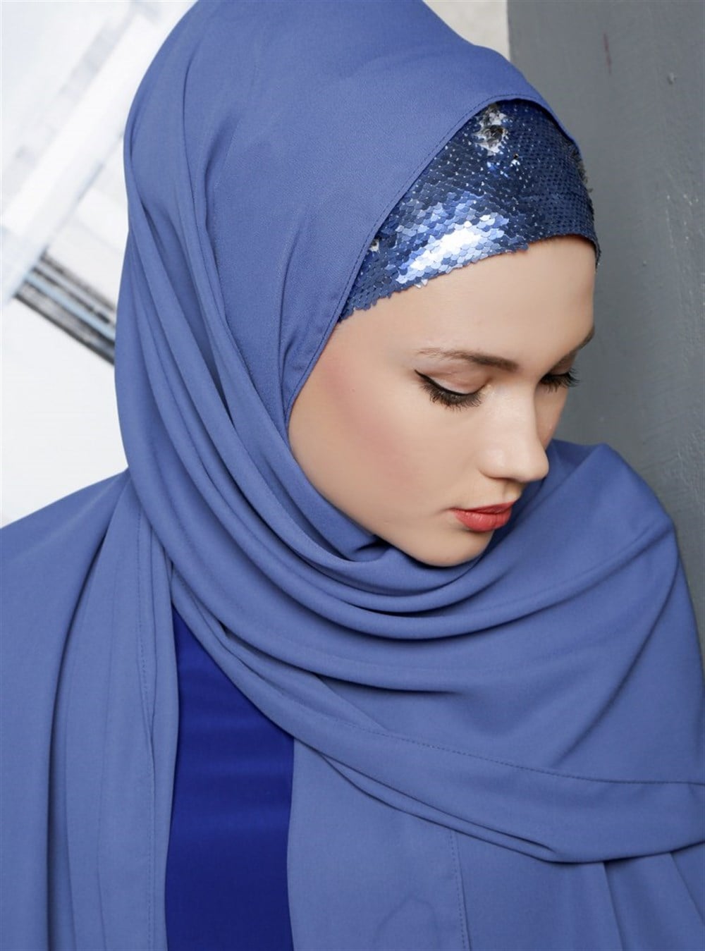 ÇİFTYÖN PAYET ŞAL-İndigo