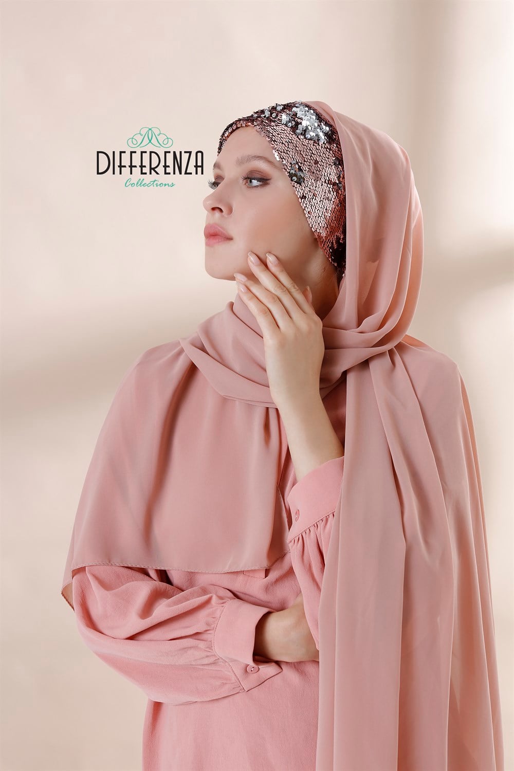 ÇİFTYÖN PAYET ŞAL-Nude