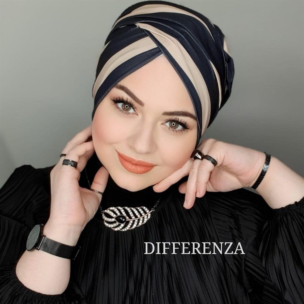 Desenli Dolama Bone - Çizgili Bej