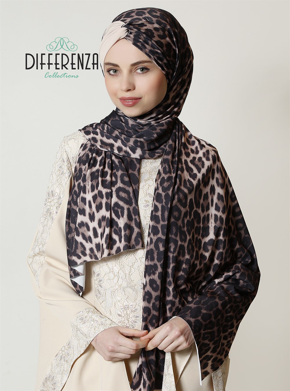 Düğüm Sandy Leopar Şal-Bej Tek Taraf