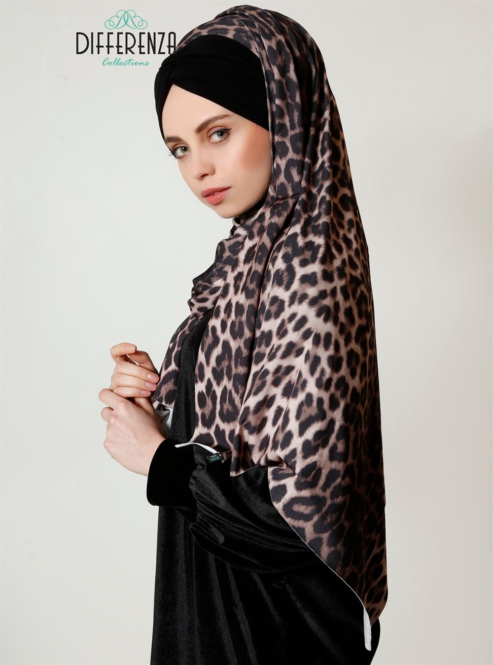 Düğüm Sandy Leopar Şal-Siyah