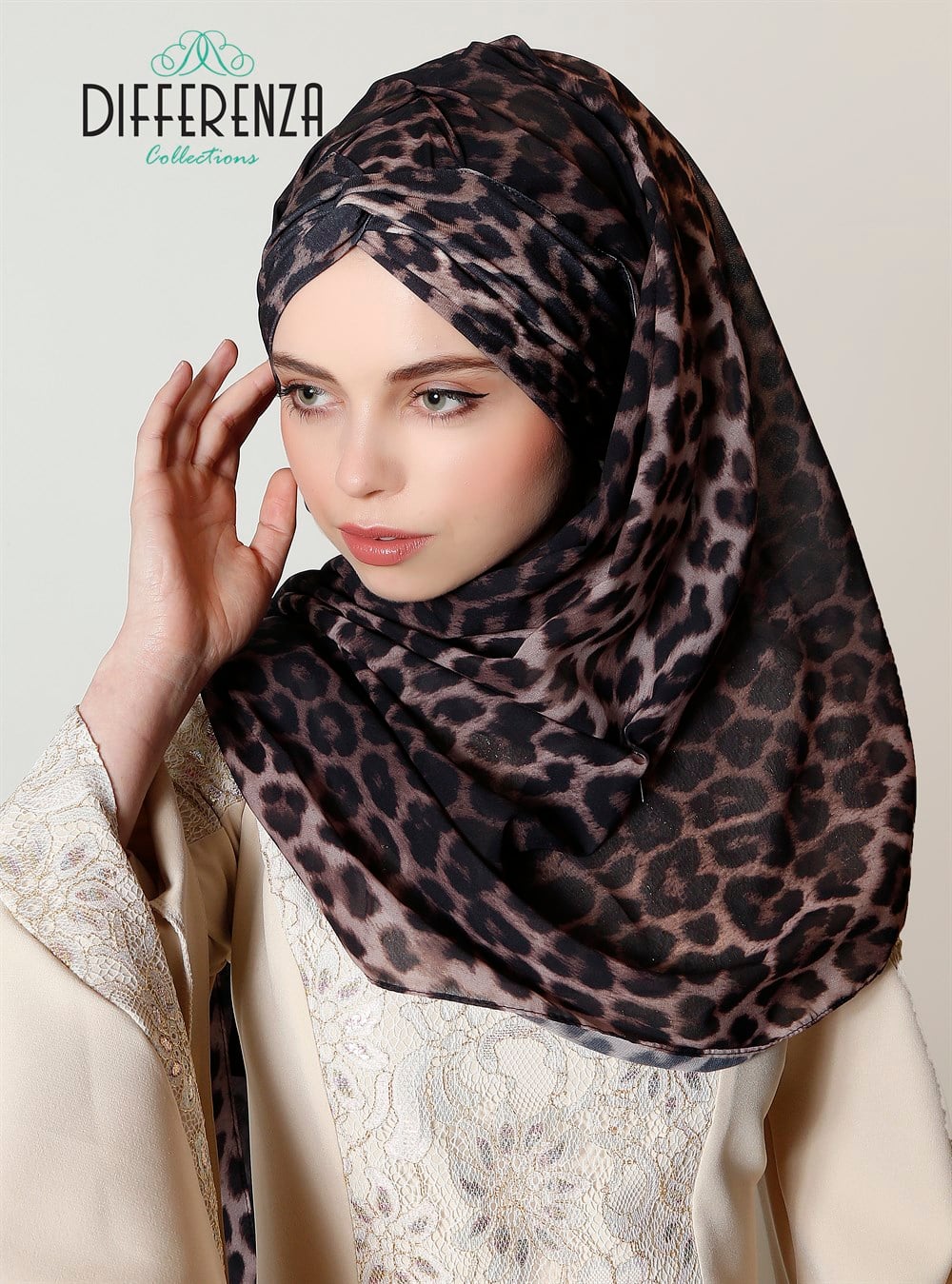Düğüm Şifon Leopar Şal -Leopar 