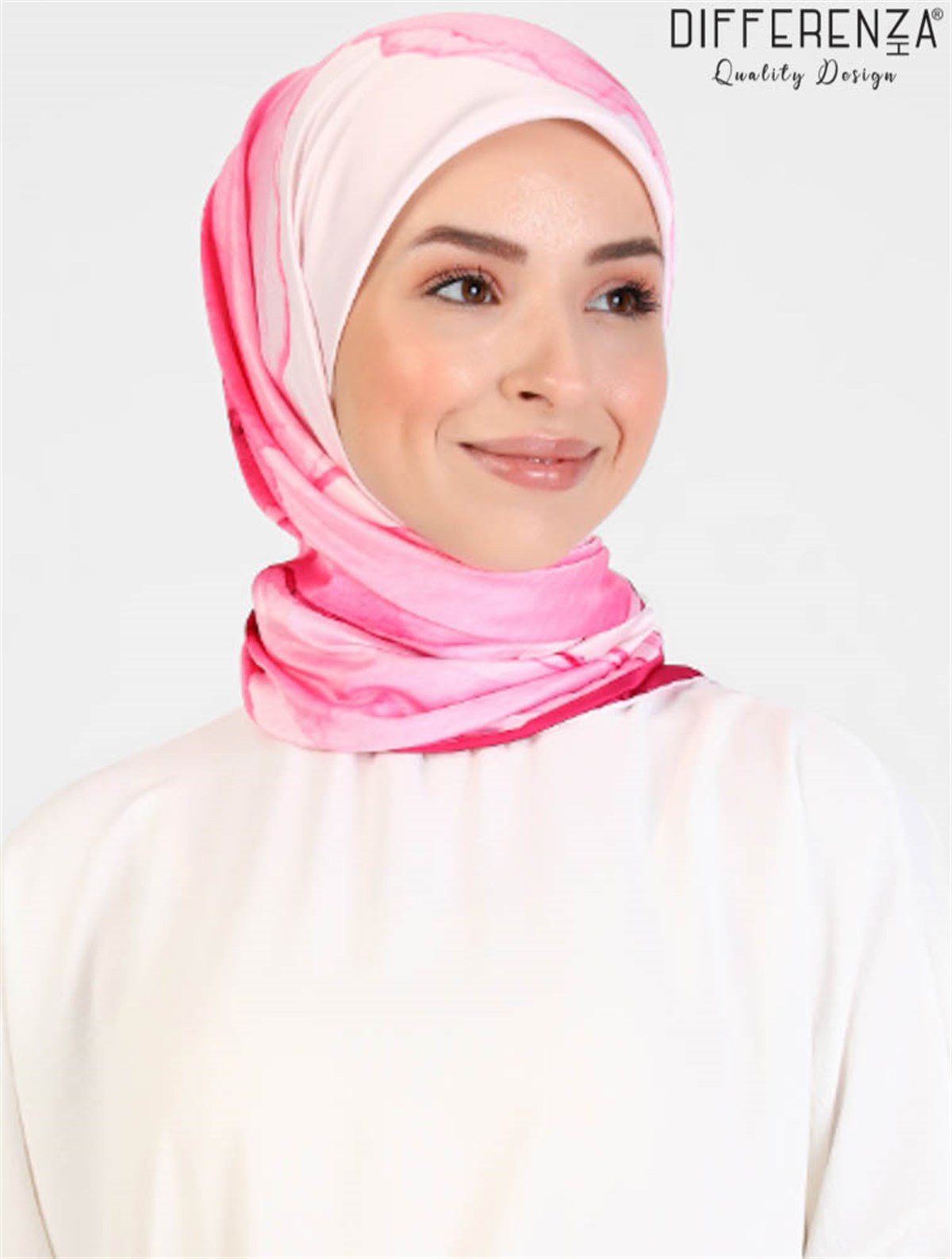 Flora Basic Desenli Eşarp-Fuşya