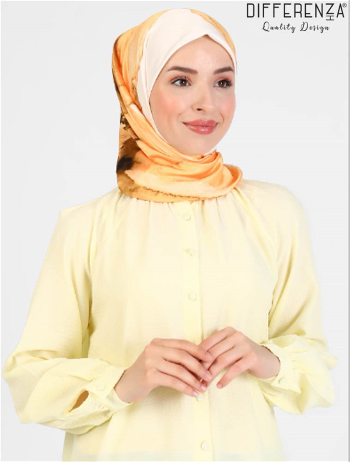 Flora Basic Desenli Eşarp-Sarı