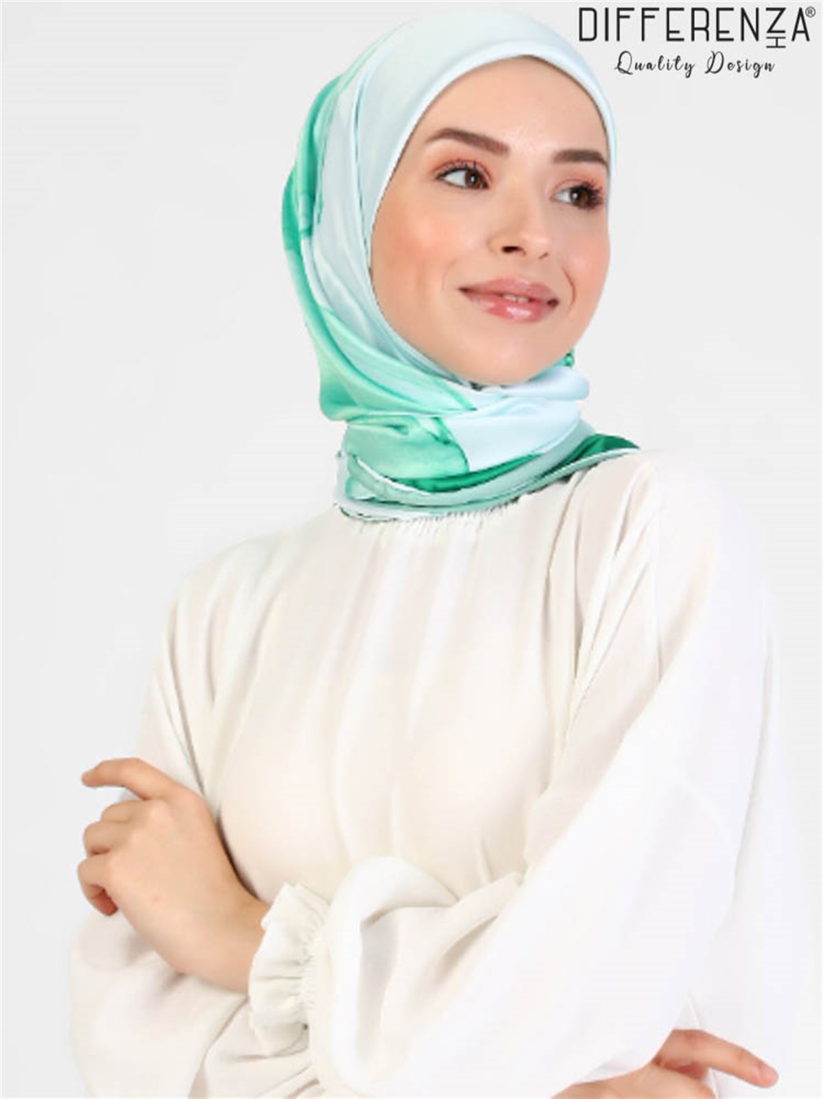 Flora Basic Desenli Eşarp-Yeşil