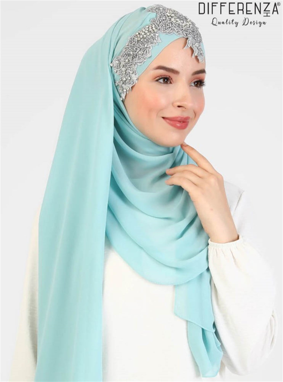 Flora El İşleme Şal-Mint