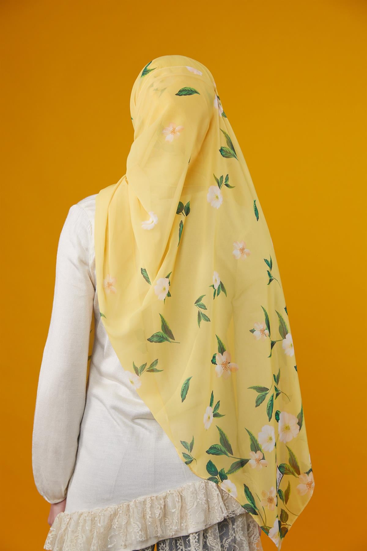 Flowers Boneli Şal Sarı