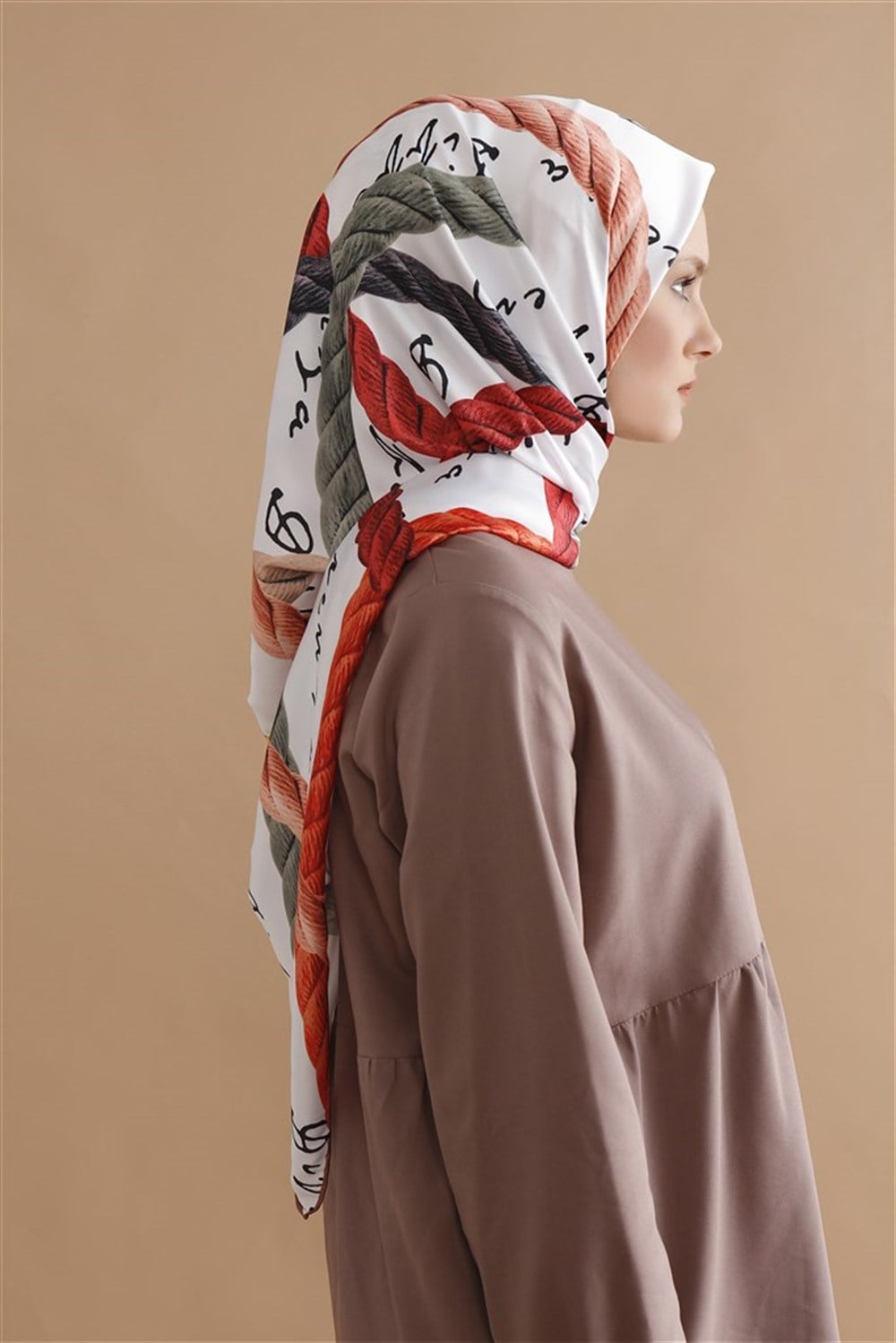 Halat Desen Eşarp - Beyaz