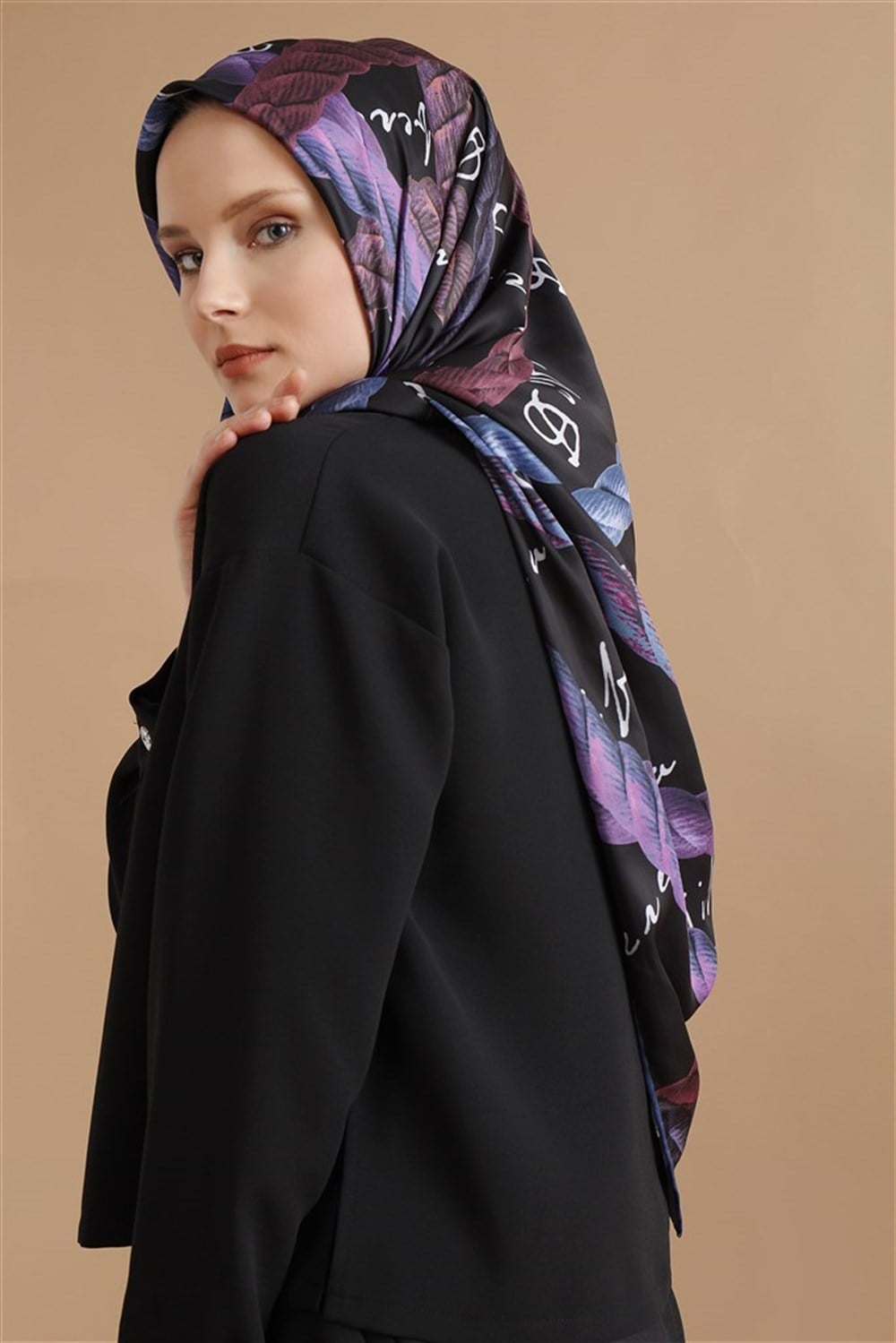 Halat Desen Eşarp - Lacivert / Mürdüm