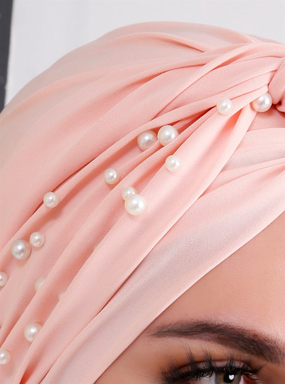 İncili Dolama Bone - Açık Pudra