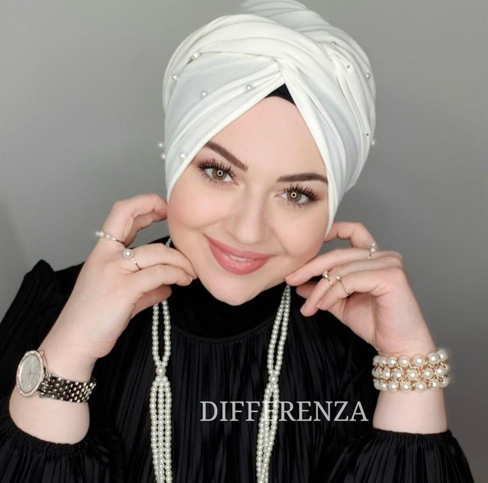 İncili Dolama Bone - Ekru