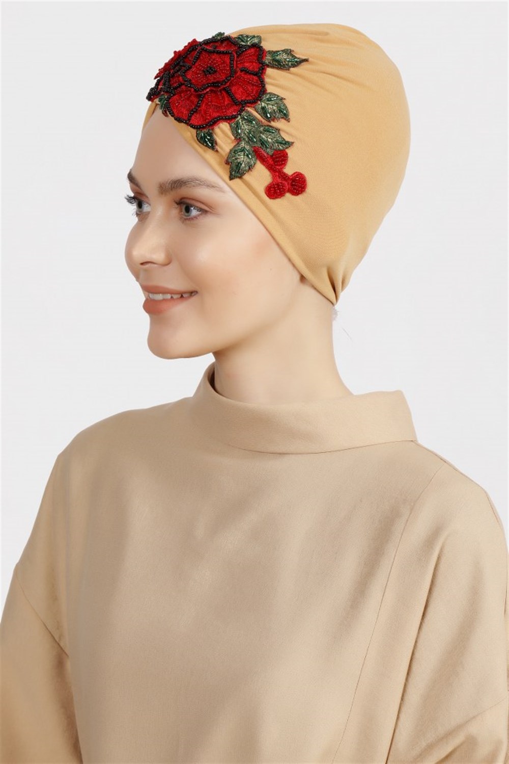 İşlemeli Red Rose -Hardal