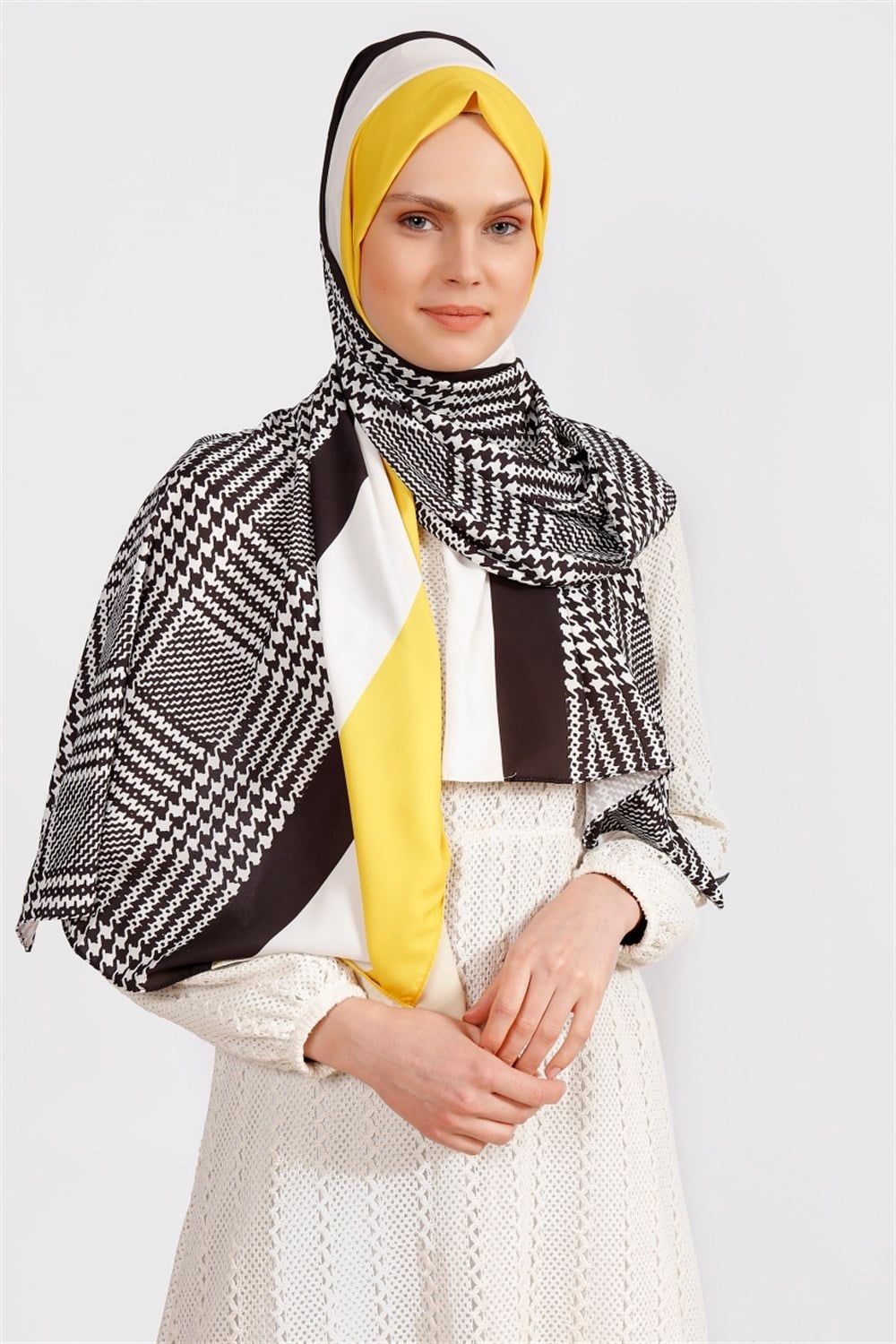 Kaz Ayağı Ekose - Sarı