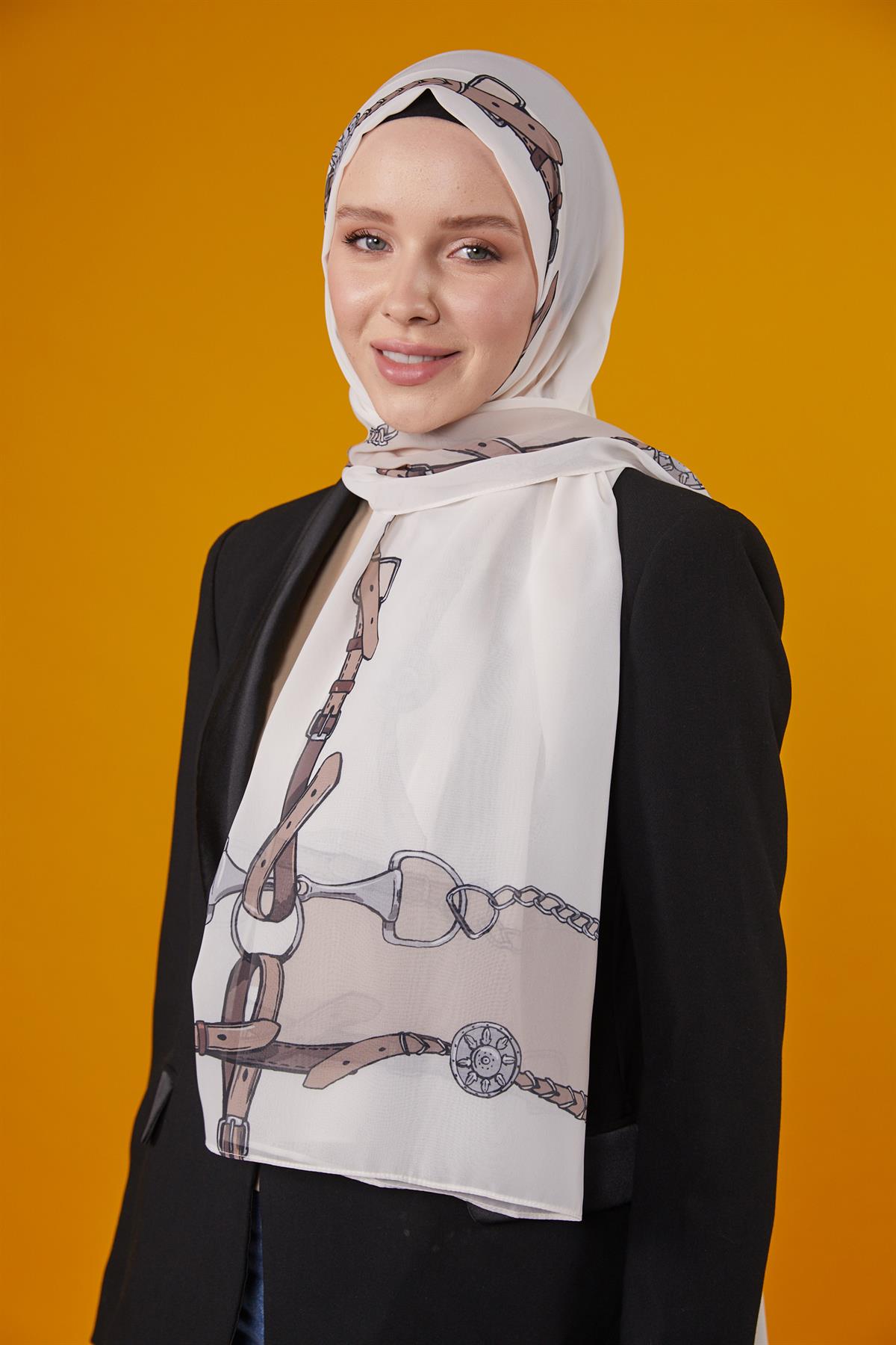 Kemer Desenli Şal Bej