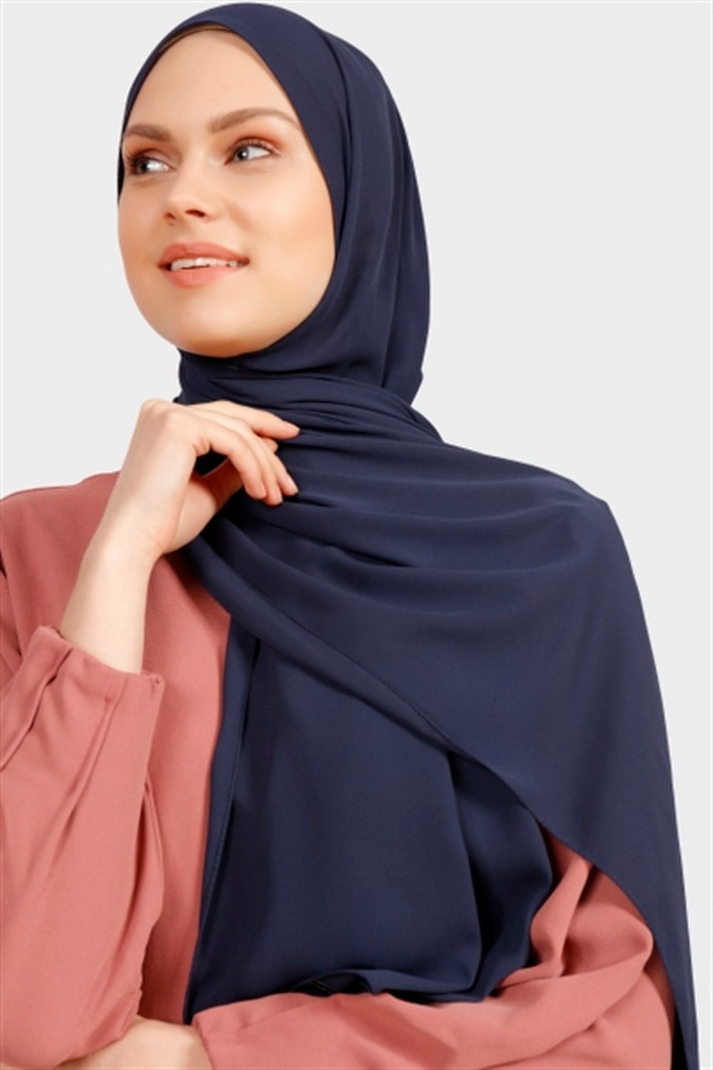 Krep Şal - Koyu Lacivert