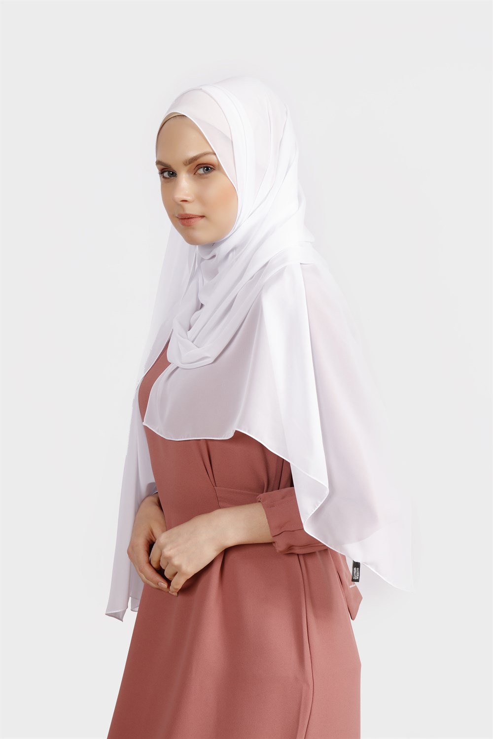 Krep Şifon Şal - Beyaz